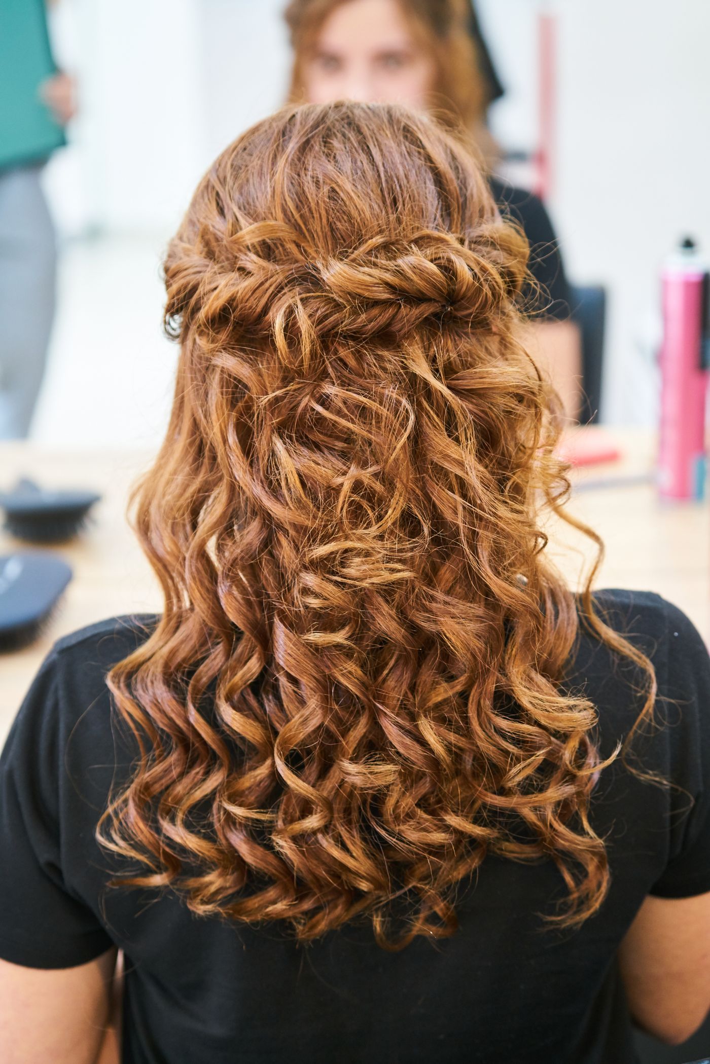 Elegant finished hairstyle from a salon