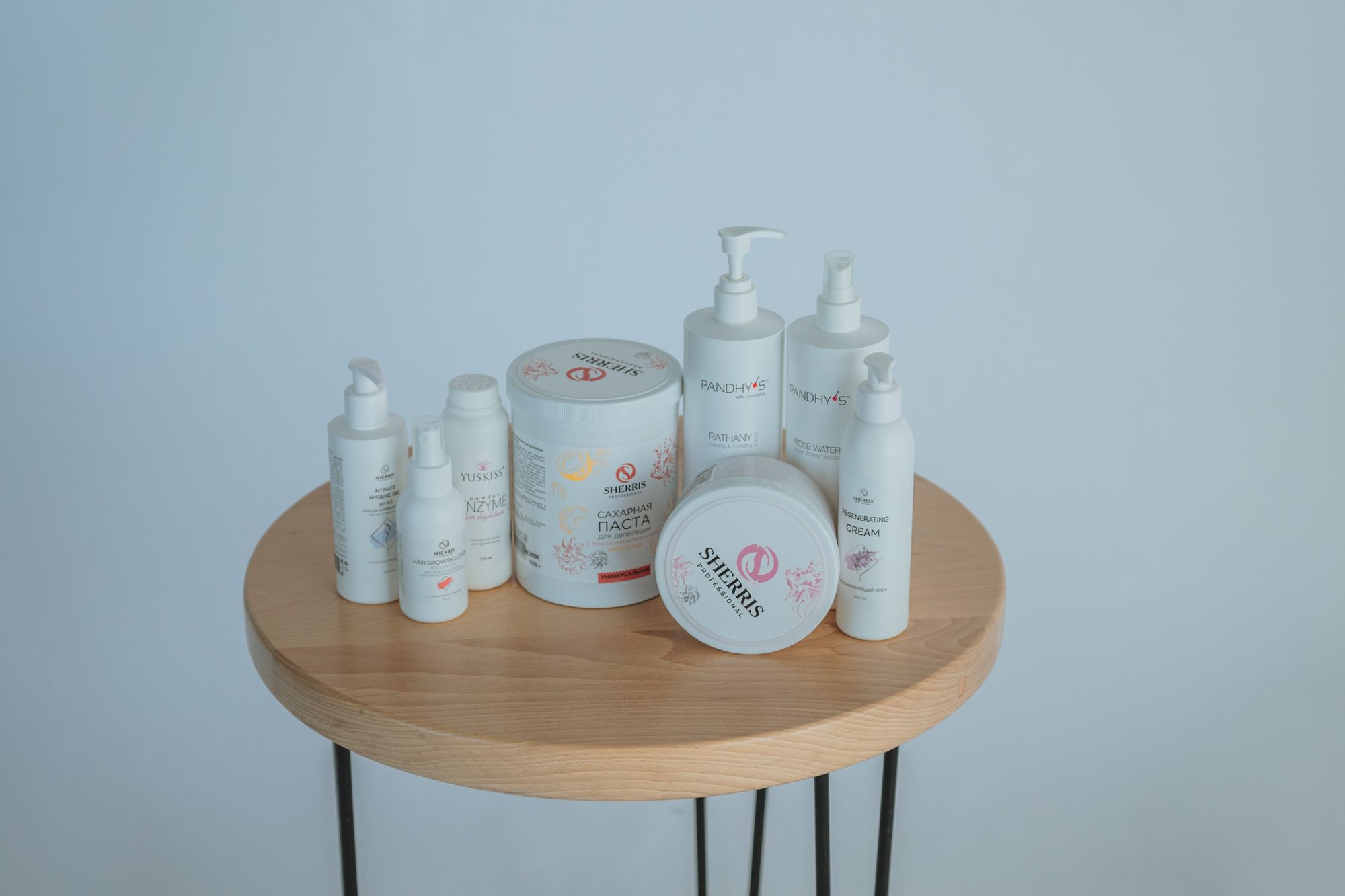 Salon products on table
